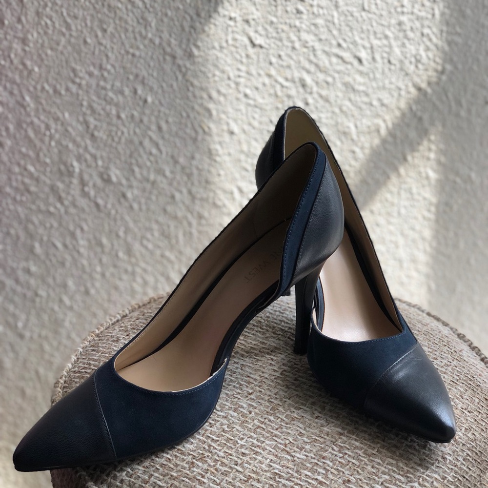 Nine west leather suede heeled pumps stilettos cut out (Size 9M) - Picture 2 of 6